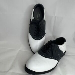 Tour Balance Golf Shoes Mens 11.5 Black White Saddle Soft Spike Classic Golf